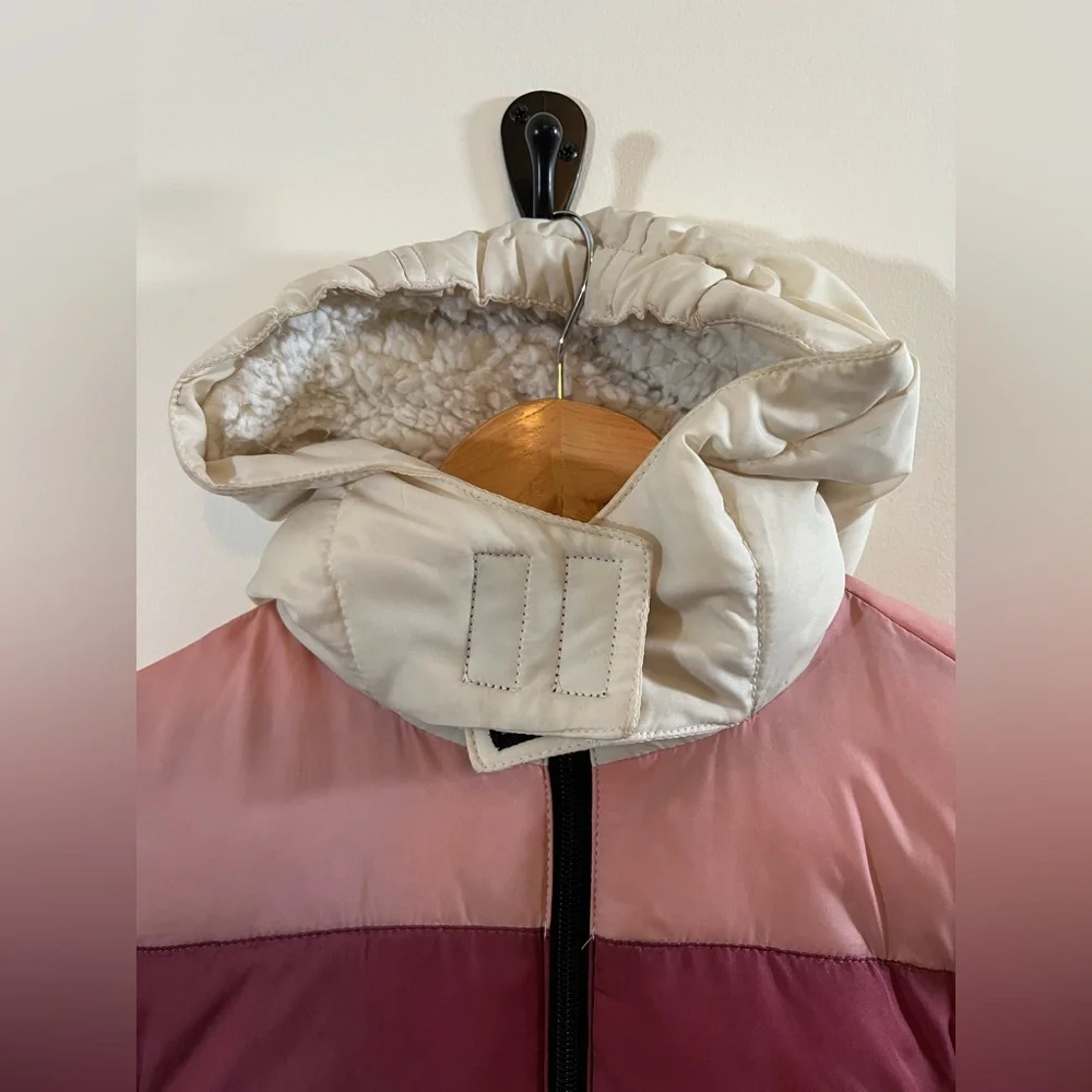 Thereabouts Girls Colorblock Puffer Jacket Hooded Winter Coat Size 6 6X